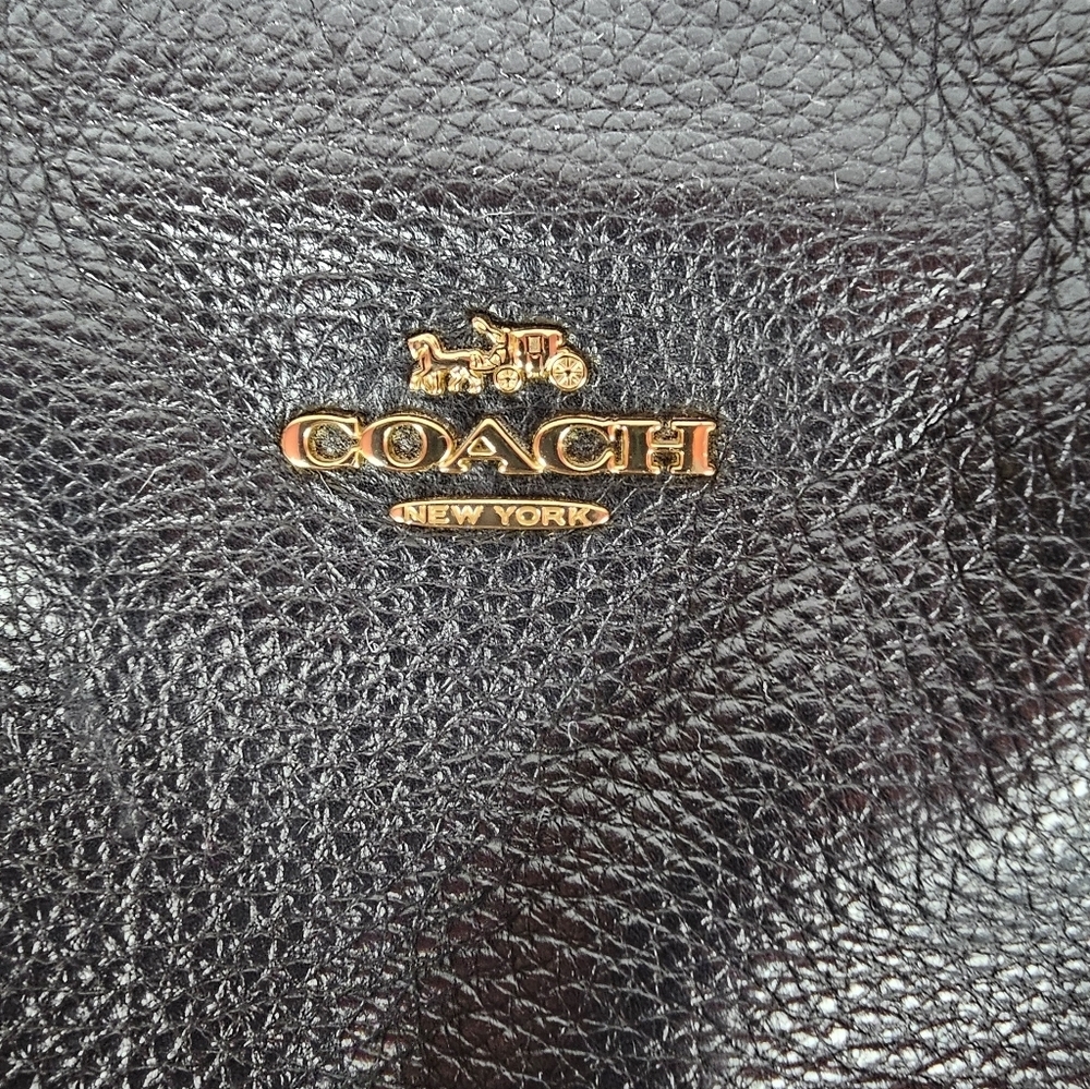Coach Black Pebbled Leather Crossbody Tote with Gold Hardware - Picture 7 of 10